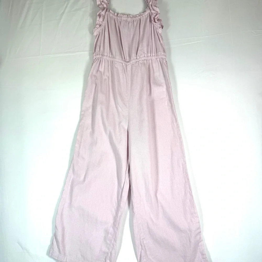 OLD NAVY Girls Wide‎ Leg Jumpsuit M (8) Wisteria Mist Ruffle Straps Cute
